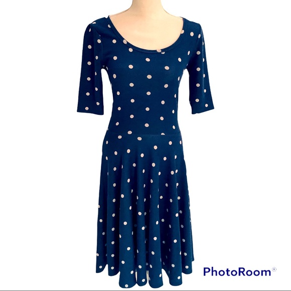 LuLaRoe Blue & White Polka Dot Dress - Picture 3 of 4
